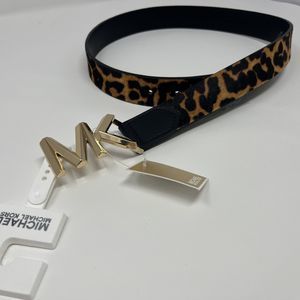 Michael Kors MK Haircalf Belt Women's XL Extra Large 32mm Leopard New with Tags
